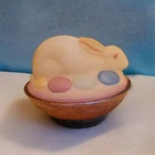 Fenton Bunny on Nest Hand Painted Candy Dish Iridescent Basket Rabbit NWB