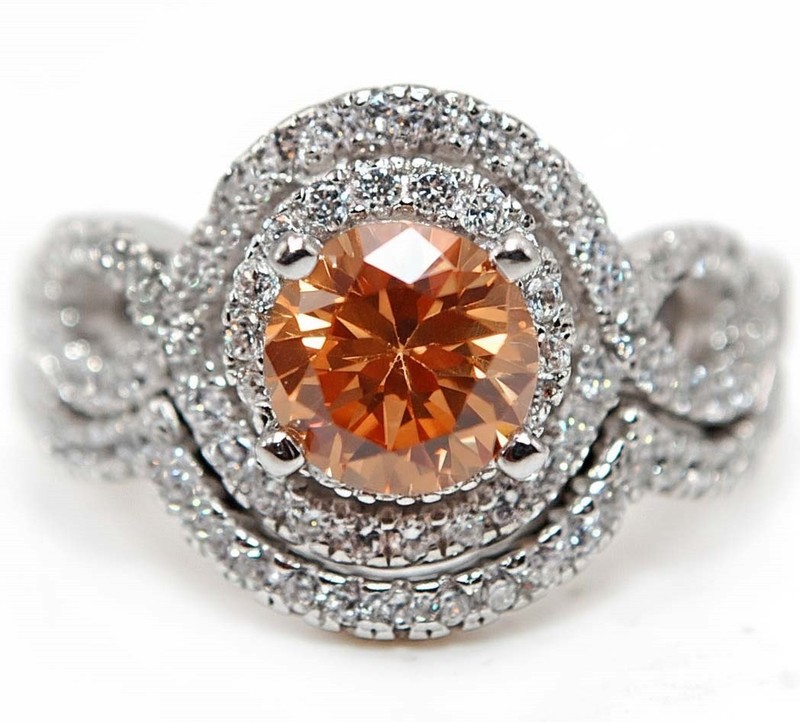 2 Rings in One 2CT  Padparadscha 925 Sterling Silver Ring Sz 6 MM5-4