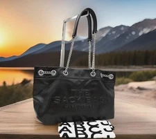 AUTH NWT MARC JACOBS The Medium Chain Sack Leather Shoulder Bag In Black