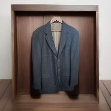 Oscar de la Renta Sport Coat Mens 44L Brown Check 100 Wool Blazer Jacket