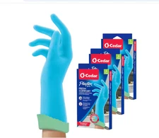 Playtex Fresh Comfort Latex Gloves Large Blue 3 Pack Durable Grip & Protection