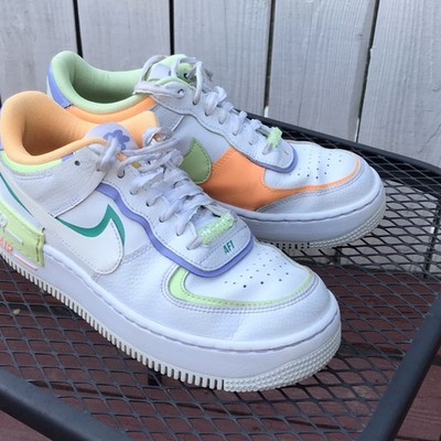 Nike Air Force 1 Low Leather Sneakers White Orange Green Purple DX3718-100