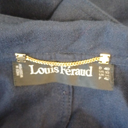 Vintage 1980s Louis Feraud Navy Wool Double Breasted Overcoat Duster M 14 - Picture 5 of 11