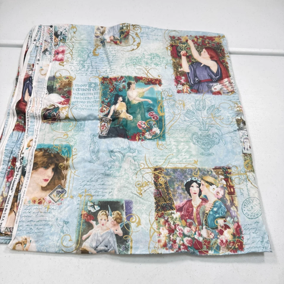 Cartão postal vintage 178x42 Cranston VIP vitoriano feminino tecido ouro azul rosas - Imagem 2 de 4