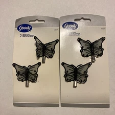 Goody 2 Black Fabric Lacy Butterfly Fashion Pinch Clips 2004 New (2 Sets) G40