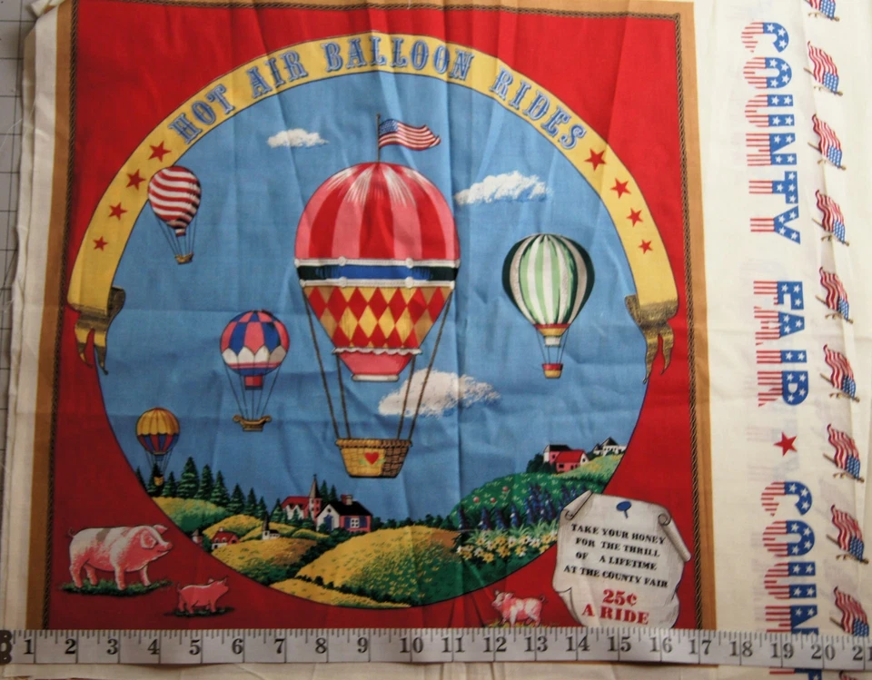 Lot of 3 Country Fair Fabric Panel Pieces 18" X 22" - Image 2 of 4