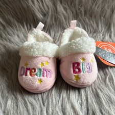 Wonder Nation Slippers Toddler Girl Size 2 "Dream Big" Pink Slip On Lined Shoes