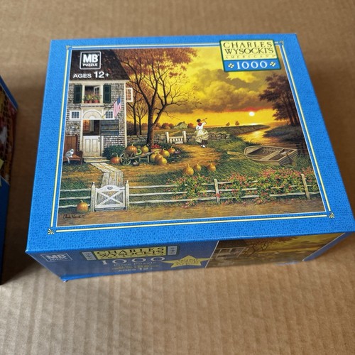 Charles Wysocki 2 Puzzle Lot 1000 Piece Indian Summer In Vermont - Supper Call - Picture 6 of 10