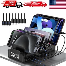 Elegant 10-Port USB-C Fast Charging Dock for MacBook, iPhone  Android Devices