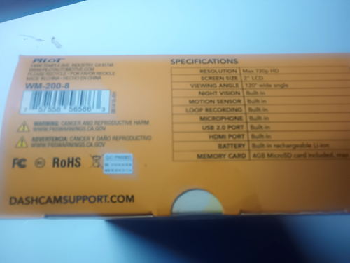 PILOT ON-BOARD WITNESS DASH CAM 720P FULL HD RES 4GB AUTO CAMERA + MEMORY CARD - Picture 3 of 4