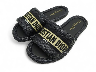 NEU SCHUHE CHRISTION DIOR DWAY 36 RAPHIA ZOPF + TASCHE PANTOLETTEN SANDALEN 850 