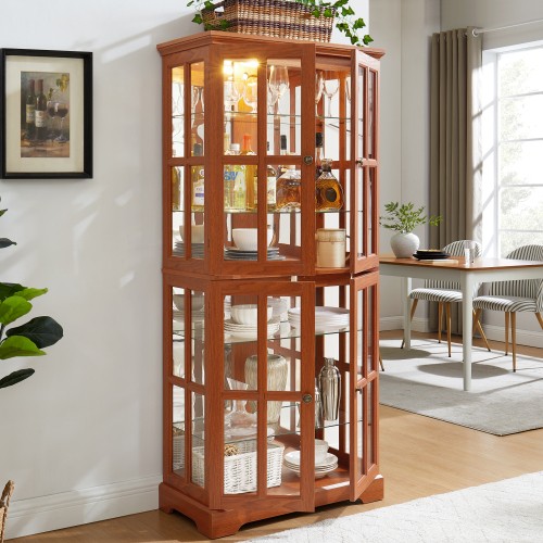 Curio Vitrine mit Glastüren verstellbare Einlegeböden für Sammlerstücke E26 Leuchtmittel - Bild 19 von 29