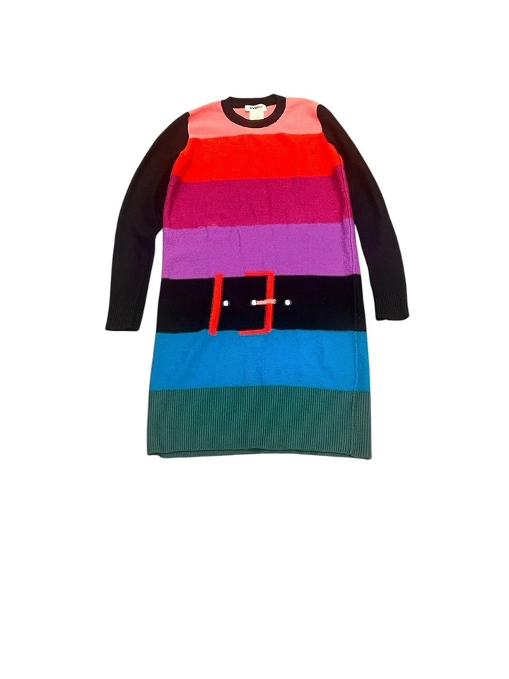 GIRLS SONIA RYKIEL PARIS SWEATER DRESS RAINBOW STRIPE WOOL KNIT LONG SLEEVES 14 - Image 4 of 4