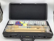 Vintage MahJong Set With Tile Racks in Locking Padded Carrying Case & Keys
