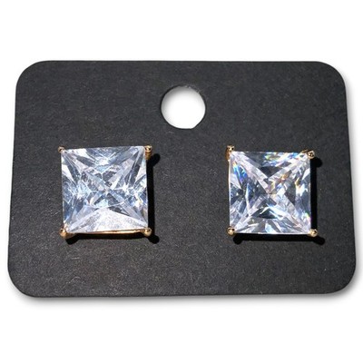 14K Rotgold Solitär Ohrstecker groß Princess Cut mit VVS1 D Farbe