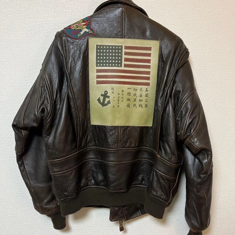 TOP GUN Leather Jacket Cockpit USA Vintage G-1 Aviator Flight Military Men Size - Image 2 of 4