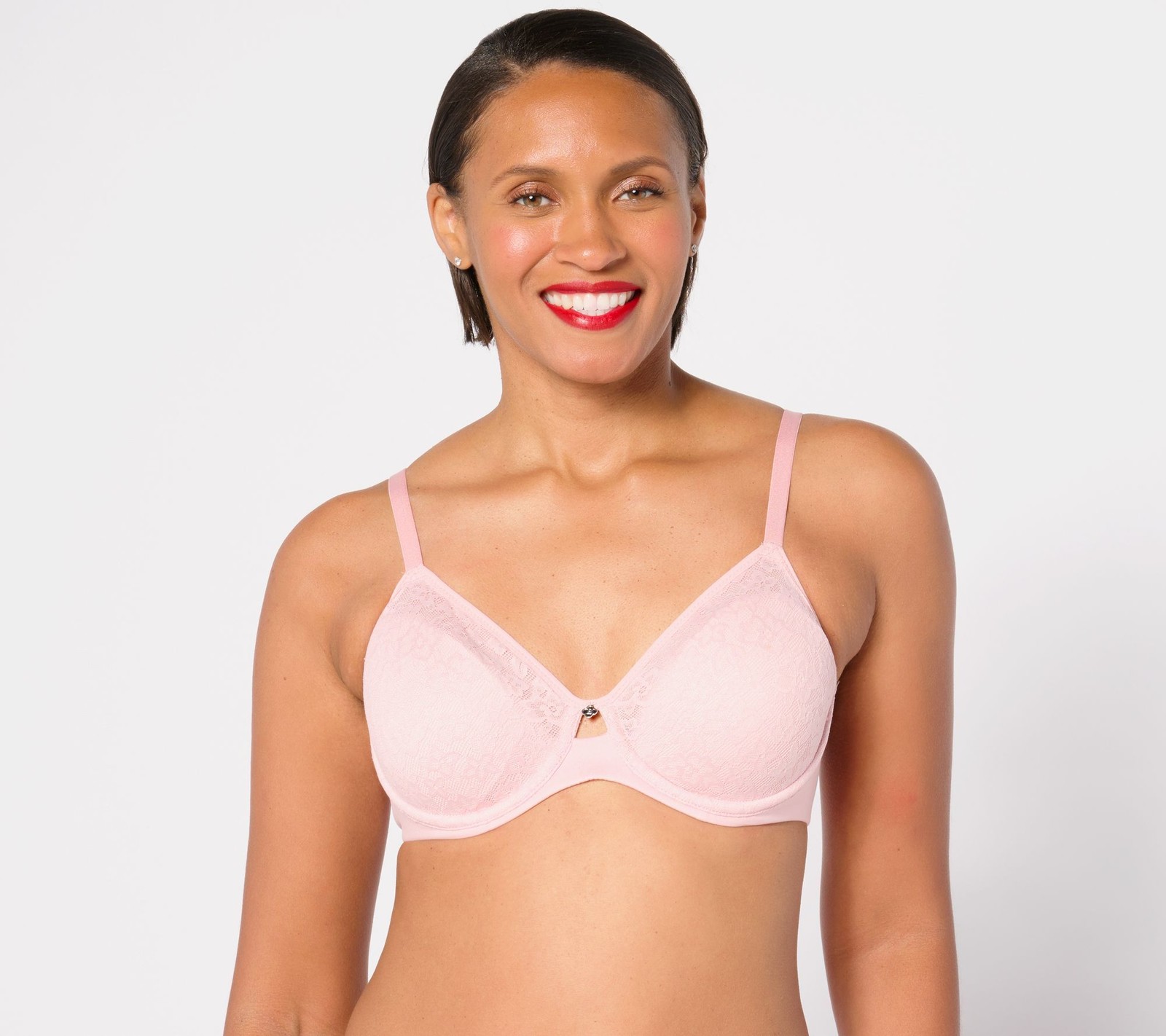 Breezies Women's Bra Sz 40C Lace Elegance Unlined Underwire Support Pink A687692