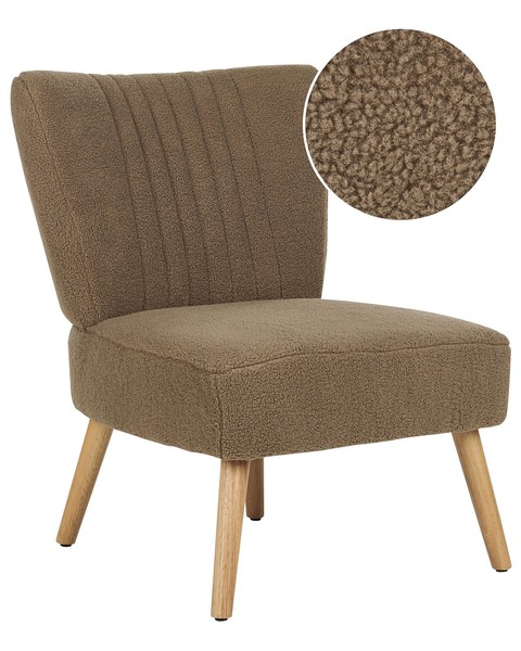 Bequemer Sessel Im Retro Stil Bouclé Braun Vaasa-image