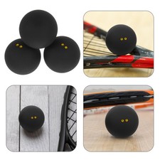 3Pcs Black Rubber Squash Balls Double Yellow Dot for Competition and Practice