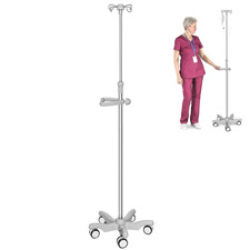 IV Pole with Wheels Medical Portable IV Stand Pole, IV Bag Stand with Removable 