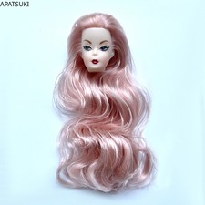 1/6 Replacement Blue Eye Pink Wavy Hair Doll Head for 11.5" Doll Heads DIY Parts
