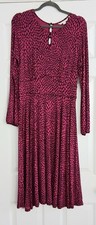 Boden Midi Dress Women's Size 12 Long Pink Long Sleeve Keyhole Neck Button Back