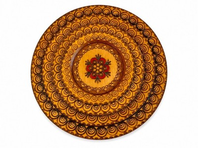 Vintage Handcrafted Wooden Nesting Wall Plates Set Folk Art Boho Scandinavian