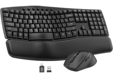 Ergonomic Wireless Keyboard and Mouse Combo, 30dB Quiet Full Size Keyboard Se...