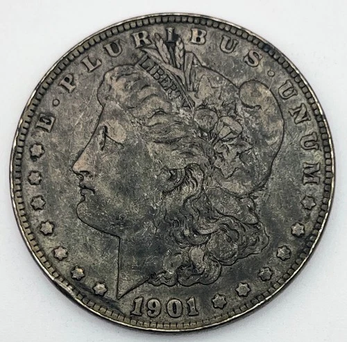 1901-S Morgan Silver Dollar $1 VF Very Fine Dark Toning Slightly Better Date