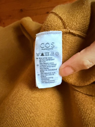 COS Mustard Yellow 100% Merino Wool Cardigan Size L Oversized - Picture 10 of 10