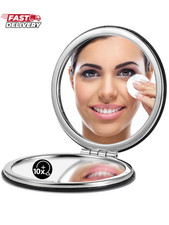 OMIRO 1X/10X Magnifying Compact Mirror with PU Leather, Ultra-Portable for Purse