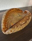 Vintage Murano Amber Art Glass Bullicante Controlled Bubble Bowl Ashtray 7.5"