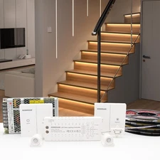Motion Sensor with Daylight Sensor LED Stair Light Kit KMG-4233, Multiple Fun...