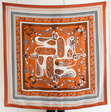 70 Cashmere 30 Silk Bandana Scarf 53'' Neckerchief Shawl Horsebit Print Wrap