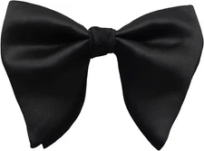 Mens Oversized Satin Silk Bow Tie Solid Color Formal Tuxedo Big C- Black 