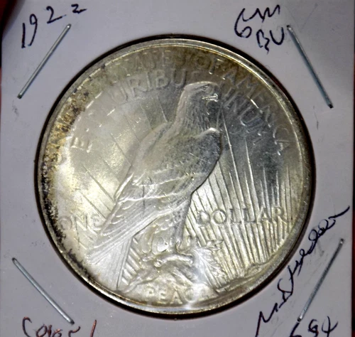 PEACE SILVER DOLLAR 1922 GEM BU RAINBOW WOW COIN MS+++++ NICE 90% SILVER DOLLAR