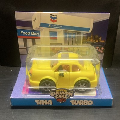 Chevron Gas & Oil Advertising Tina Turbo Toy Car Yellow In Package Vintage