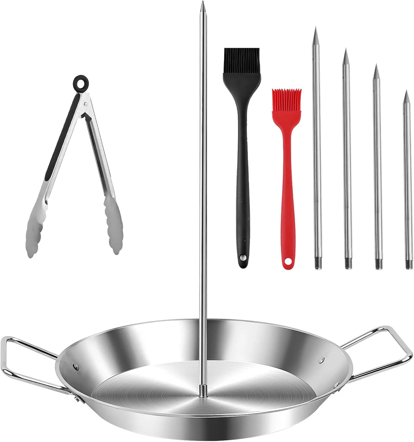 Stainless Steel Shawarma Pan for Oven & Grill - Vertical Skewer with Gyro Plate