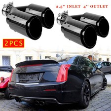 For Cadillac ATS CTS DTS 2X 2.5" to 4" Carbon Exhaust Pipe Tips Double Slant Cut