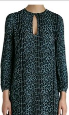 Zimmermann Dress Esplanade Teardrop Shift Green Black Leopard Print Size 0