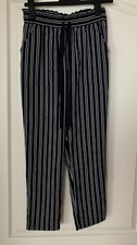 Zara, Damen Sommerhose, Dunkelblau mit weiße...