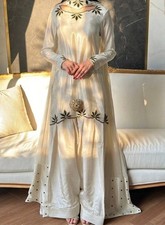 Beautiful White Natural Crepe Salwar Kameez With Dupatta For Indian Ethnic Wear