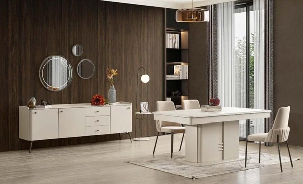 Moderne Esszimmer Garnitur Holztisch 4X TextilstüHle Edle Anrichte 6Tlg-image