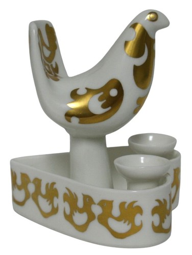 Portacandele Highland Fine Bone China Colomba Cuore Oro 4,25” Scozia Celtica - Foto 4 di 7