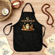 2025 Ramadan Mubarak Apron Muslim Islamic Kareem Family Dinner Party Gift Eid