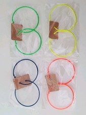 4 Pairs 80s Hoop Earrings Neon Color Circle Earrings Hoops Colored Hoop Earr...