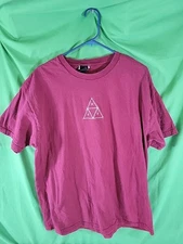 HUF Triple Triangle Large Skateboard T Shirt Soft Light Comfort Skate Maroon Red
