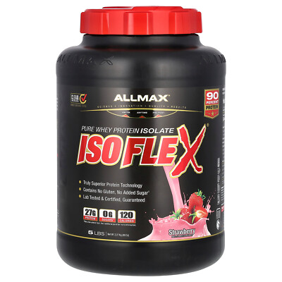 ISOFLEX , Pure Whey Protein Isolate, Strawberry, 5 lbs (2.27 kg)