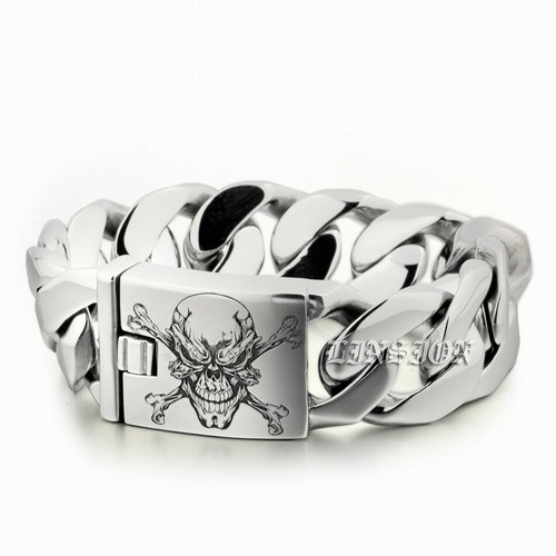 Brazalete Calavera Pirata Grabado Profundo Acero Inoxidable Motociclista Punk Cadena 5C105A - Imagen 4 de 21
