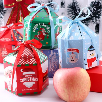10/20x Christmas Gift Bags Paper Ribbon Bag Candy Box Kids Xmas Party
